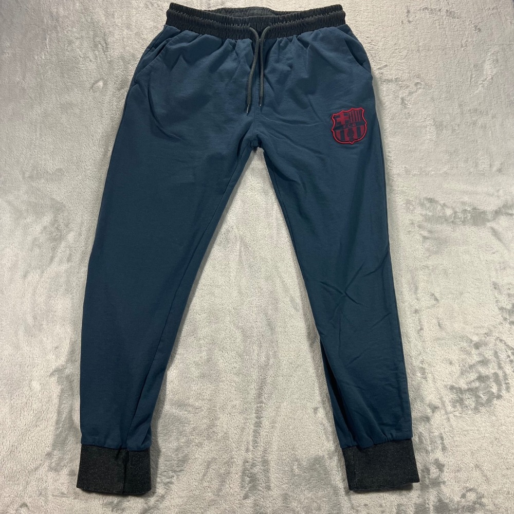 FC Barcelona Jogger Sweatpants Mens Medium Teal Blue Embroidered Crest World Cup